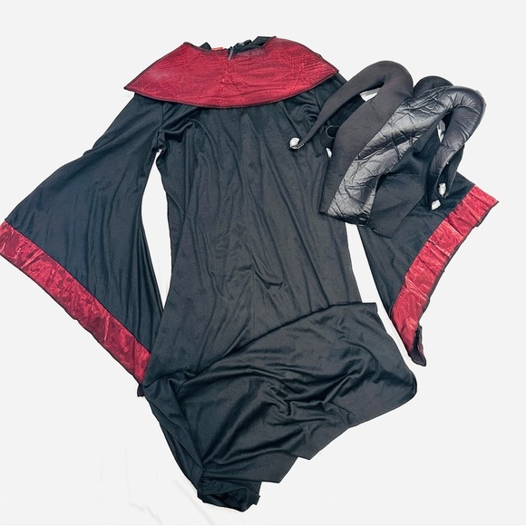 Disguise Evil Jester Dark Wizard Skeleton Kids 2pc Halloween Cosplay Costume - Picture 8 of 9